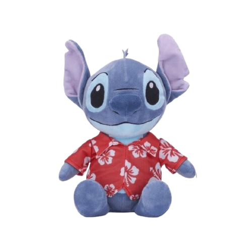 Λούτρινο Stitch στην Χαβάη με κόκκινο πουκάμισο